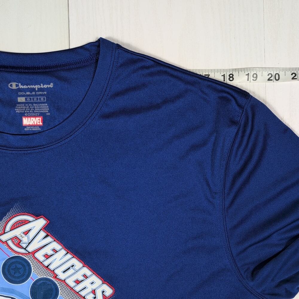 Champion RunDisney Marvel Avengers Mens L Blue Long Sleeve Shirt 2016 Double Dry - Picture 5 of 11